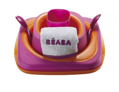 Beaba Softlines 7-Piece Dinner Set (Plate, Bowl, Cup, Spoon, Fork, Bib and Lid)