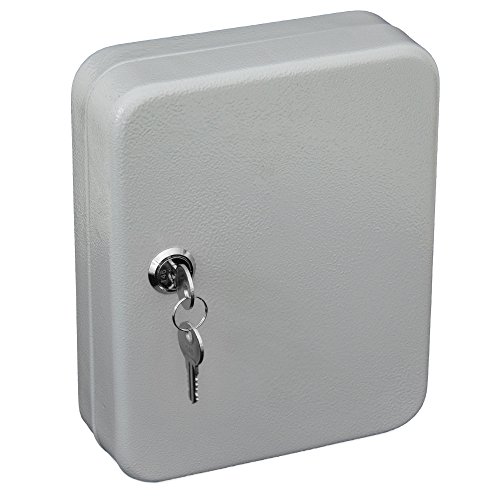 ARREGUI PLL20 Schlüsselschrank | Schlüsselkasten | Schlüsselbox aus lackiertem Stahl | Abschließbar mit 20 Haken und Schlüsselschloss | inkl. 20 beschriftbare Schlüsselanhänger | 20x16x6 cm | Grau