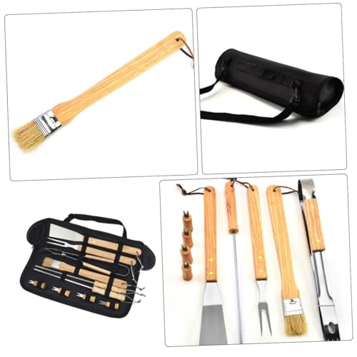 Kit de utensilios para parrilla BESPORTBLE 10 piezas con mango de madera miniatura 7