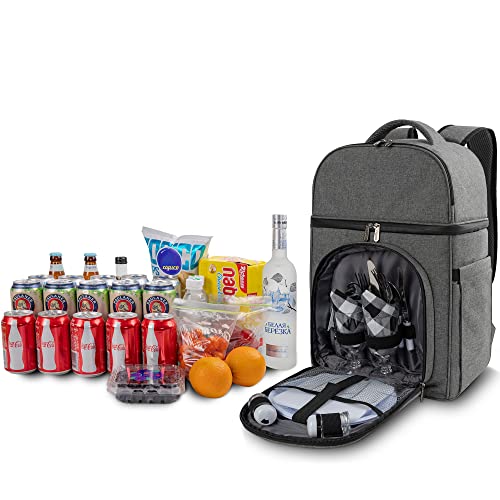 Vogano Picnic Backpack Insulated Bag For 2 Person With Cooler Compartment,With Blanket,Plates And Cutlery Set,For Camping Beach #TOP5