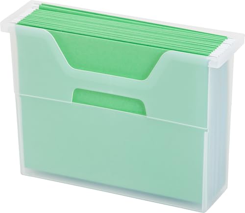 Image of IRIS USA Small Desktop File Box with Open Top, Clear | Organize paperwork, mail, magazines, and office supplies with portable storage for desks, classrooms, and home workspaces