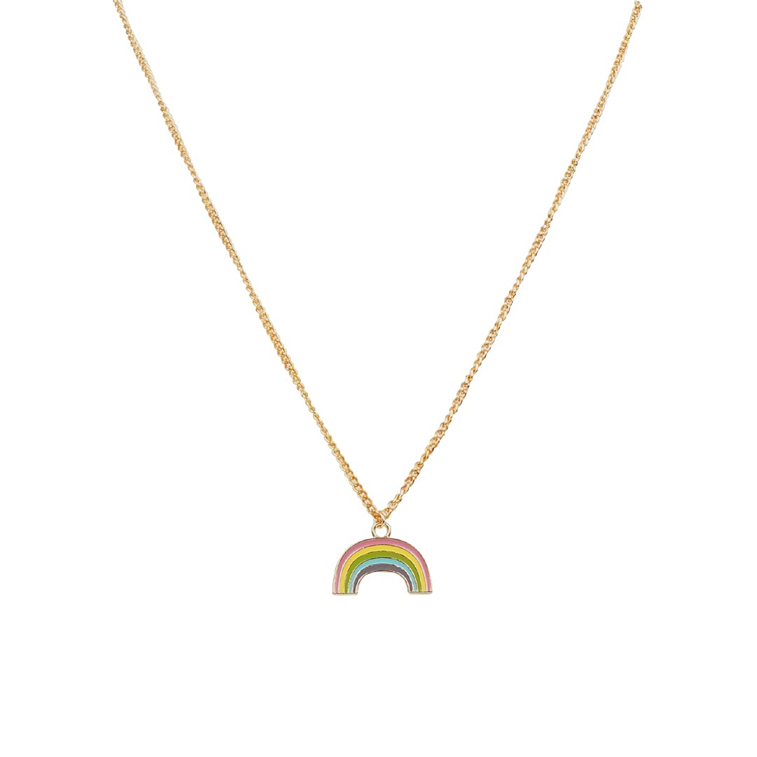 ESVES Shining jewel gold plated Charm pendant with Short chain choker for girls women (Rainbow) (B0983RNCF9) Amazon Price History, Amazon Price Tracker
