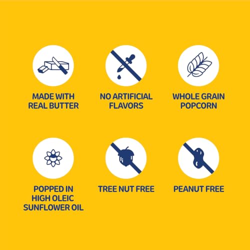 Image of SkinnyPop Popcorn, Butter, Made with Real Butter, Whole Grain Snack, 4.4oz Bags (12ct)