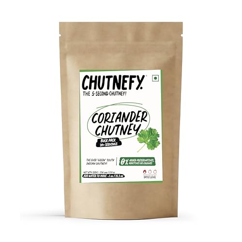 Image of Chutnefy Coriander Chutney | 250g Freeze-Dried Instant Dry Mix | Just Add Water to Make 20+ Servings (1000 g) | 0% Preservatives or Additives