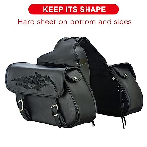 Dream Apparel DA-SD-FLAME-LEATHER Naked Cowhide Leather Motorcycle Saddle Bags Throw Over Saddlebags thumb #6