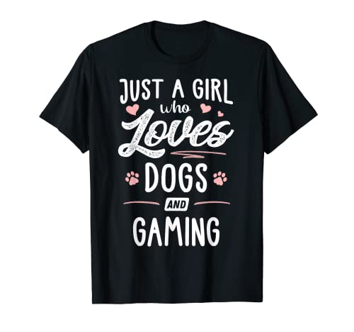 Just A Girl Who Loves Dogs And Gaming Gift Dog Lover T-Shirt