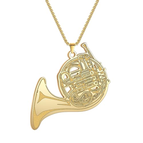 XIPIEIO Chaîne Chien étiquette Unisexe collierFrançais Cor Collier Cor français détaillé Cor français pour Le Musicien Ornement Cadeaux Parfaits