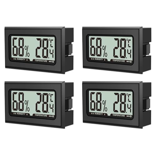 4 unidades de termómetro de humedad de aire, mini higrómetro digital con LCD, termómetro de temperatura para interior, oficina, salón y bodega (pilas incluidas)