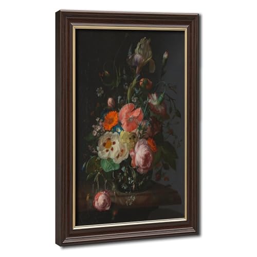 Sublimez un mur vide avec la toile Rachel Ruysch fleurs sur marbre cadre 50x76 cm