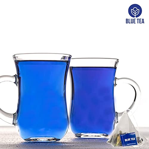 Blue Tea - Combo Pack - Butterfly Pea Flower Tea And Butterfly Pea Cinnamon - 30 Pyramid Tea Bags | Directly From Source | Vegan - Gluten Free - Gmo Free | #TOP6