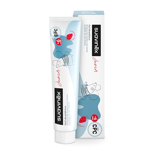 Suavinex, Pasta Dientes para Niños y Niñas, Gel Dentífrico Infantil, Sin Gluten, Previene la Caries y Cuida las Encías, con CPC, Flúor, Xylitol y Agua de Mar, Respeta el Esmalte, +6 Años, 75 ml