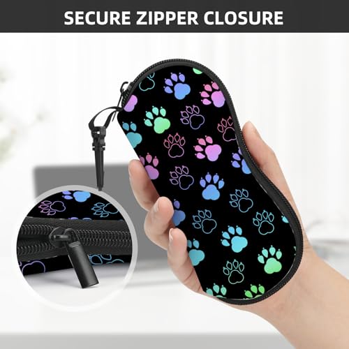 Image of Sunglasses Soft Case, Cute Ultra Light Portable Neoprene Zipper Eyeglass Glasses Case with Belt Clip for Men Women