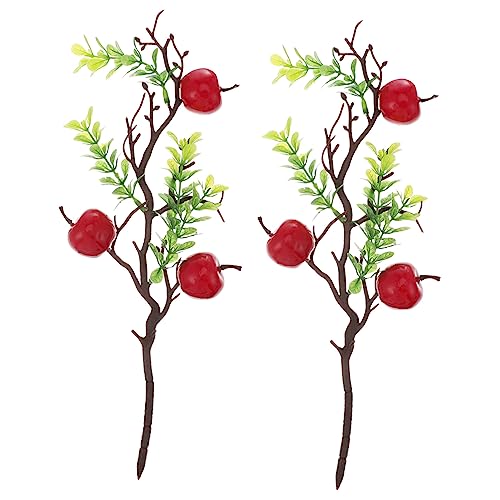 Cabilock 2pcs Artificial Apple Cuttings Home Decoration Artificial Christmas Pine Picks Fake Apple Cuttings Wedding Decorations Fruit Artificial Branches Ornaments Household Red