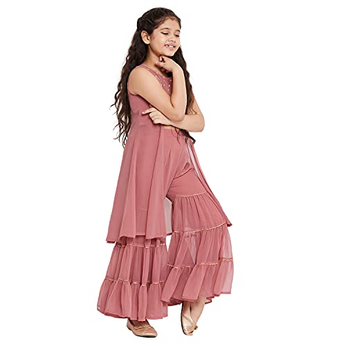 Image of StyloBug Girl's Sharara Set for Girls | Kurti Set for Girls | Polyester | Ethnic Wear | Sleeveless (2 to 16 Years)