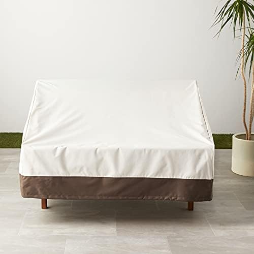 Amazon Basics 2-Seater Deep Lounge Sofa, Outdoor Couch and Patio Furniture Cover, Waterproof, Anti-UV, Water Resistant, Durable, Beige/Tan by Amazon Basics - Image 3