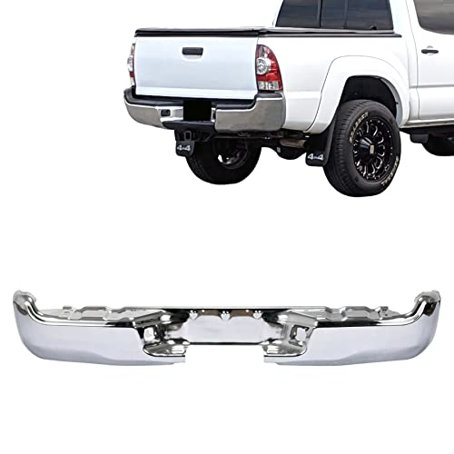 Carpartsdepot Replacement Parts Rear Step Bumper Chrome Steel Face Bar 2005-2012 Compatible With Toyota Tacoma 2.7L 2Wd To1102240 #TOP7