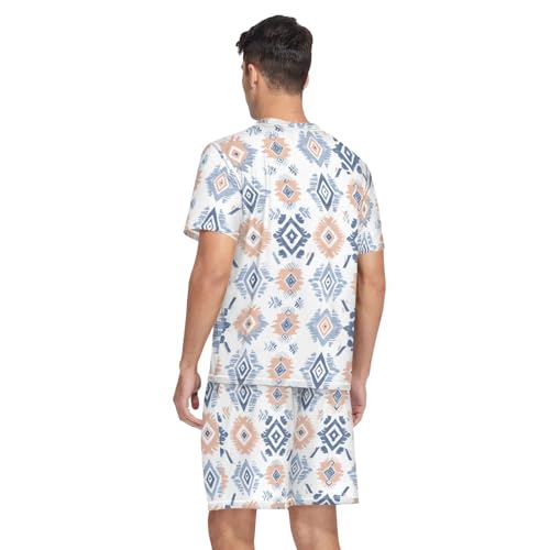 Aztec Print Men’s Pajama Sets 2 Piece Short Sleeve Sleepwear with Printed Design2