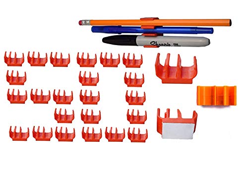(50 pk) Medium Duty Adhesive Pencil Holder Pen and Marker Clip - Works Well on Hard hat, Tool Box, Desk, Locker, Fridge, memo pad, Side of Monitor or Office Phone, Easel, Studio, etc.