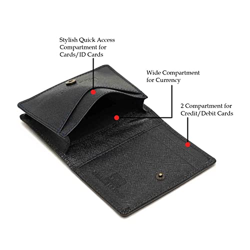 Image of LOUIS STITCH Safiano Leather Blue Wallet for Men | RFID Blocking Wallet with ID Card Holder, 1 Cash Compartment, 2 Card Slots | Slim Purse for Men (WL-SF BU)