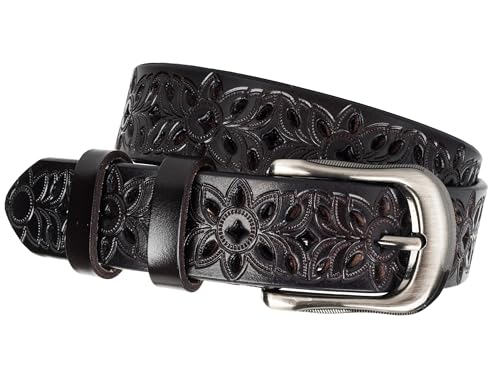 Leather-Belts-Women Classic Western-Belt with Pin-Buckle - Fashion Vintage Cowgirl-Belts for Jeans