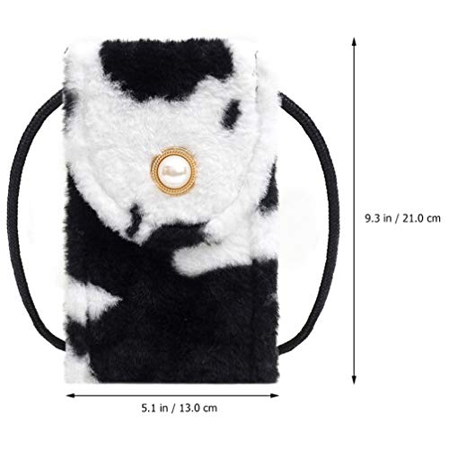 KESYOO Bolsa de Ombro de Pelúcia Com Padrão de Vaca Bolsa de Telefone para Viagem Ao Ar Livre Crossb
