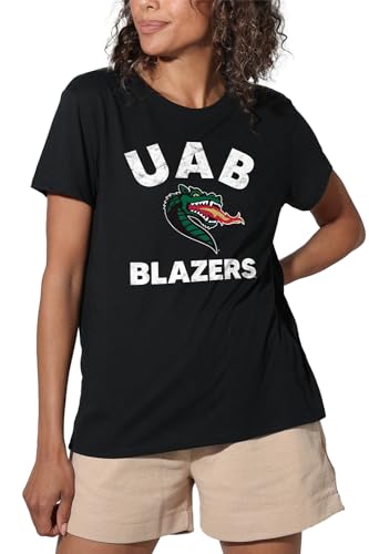 University of Alabama at Birmingham Official Blazers Logo Women's Loose T-Shirt, Black, X-Large