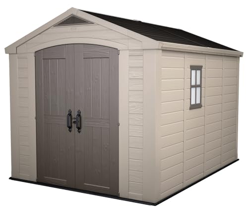 Keter Factor 8x11 Ft All-Weather Storage Shed with Skylight, Window,