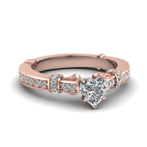 Bague de fiançailles cœur en pierre latérale plaqué or rose