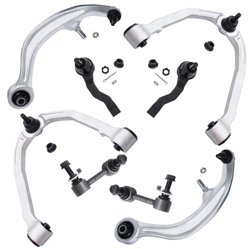 Image of Detroit Axle - 8pc Front End Suspension Kit for 03-07 Infiniti G35, 03-09 Nissan 350Z, 4 Lower Rearward & Upper Control Arms 2 Outer Tie Rod Ends 2 Sway Bars 2003 2004 2005 2006 2007 Replacement