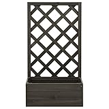 Blumenkasten XL Rankgitter Rosenbogen mit Pflanzkasten Blumenständer Rankgitter Grau 50x25x90 cm Massives Tannenholz mit Grauer Lasierung auf Wasserbasis