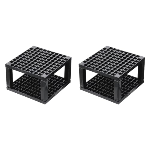 Image of PATIKIL 2pcs Black Minimalist Square Paint Brush Holder, 96 Holes Plastic Storage Desk Stand for Artist Desk Makeup Pencil, Black