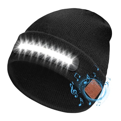 Hinshark Stocking Stuffers for Men Adults, Bluetooth Beanie with Lights,