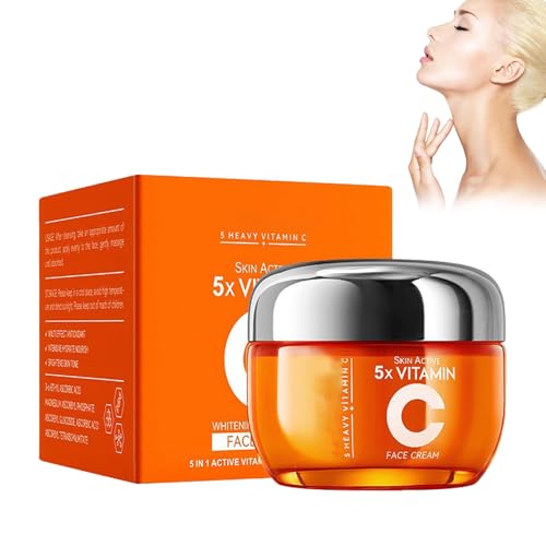 VC Crema Tonal Iluminadora, 50 G Crema Blanqueadora de la Piel Crema Facial Vitamina C Crema Facial Día Y Noche Para Una Piel Más Clara, Equilibra El Tono De La Piel Para Una Piel Irradiante Natural