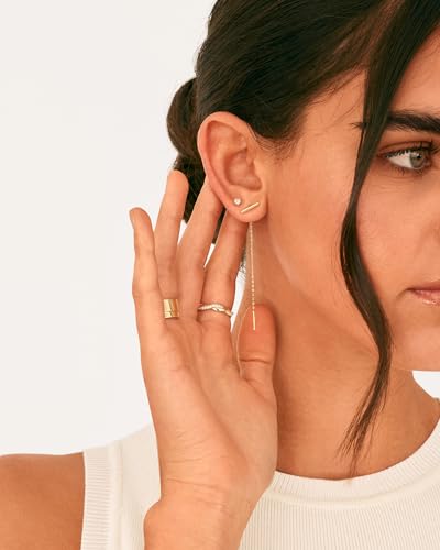 Image of PAVOI 14K Gold Plated Threader Earrings for Women, Statement Chain Earrings