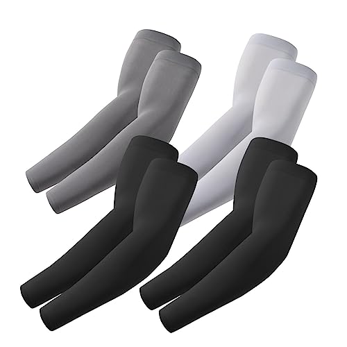 ROXUN 4 Pairs Arm Sleeves, Cooling UV Sun Protection Sports Compression for Men/Women 2 Black+Dark Gray+Light Gray