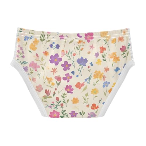 KLL Watercolor Flowers Floral Pattern Toddler Boys' Cotton Nighttime Underwear Breathable Children Panties2
