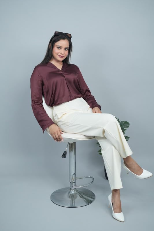 Image of Mlada Mid Waist Wide Leg Flared Pants Elastic Waist Band for Women Office Work Formal Wear Stretch Cotton Knit Flare Pants Utility Pockets Extra Flare Pants Trousers for Travel