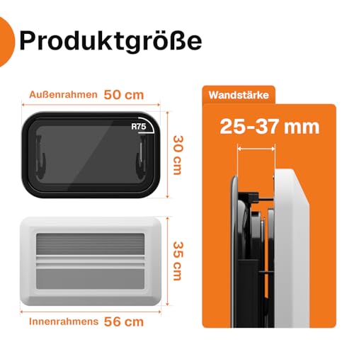 Farosun Wohnwagen Fenster 50x30 cm, E13, Ausstellfenster für Wohnmobil und Caravan mit integriertem Insektenschutz, Sonnenschutz, Seitenfenster für Camper, 2 mm Acrylglas, UV-beständig