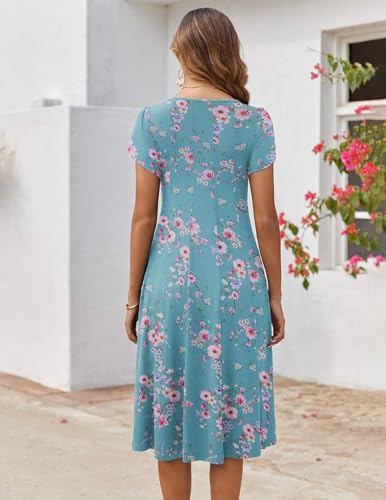 Image of ZEAGOO Womens Casual Dresses for Summer Short Sleeve Flare Midi Dress Loose Flowy Beach Sundress