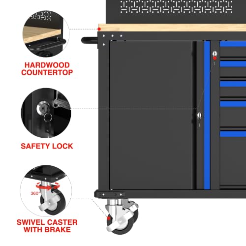 Image of WORKPRO 52 inch x 20 inch Rolling Tool Chest with Pegboard, 5-Drawer & 1-Door