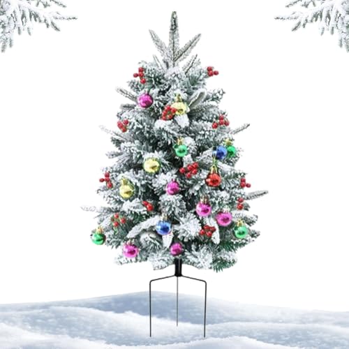 Árboles de Navidad de pasillo, árbol de Navidad de porche - Árboles de Navidad preiluminados de 29,5 pulgadas | Llenador de jardinera de vacaciones, árbol de navidad iluminado al aire libre