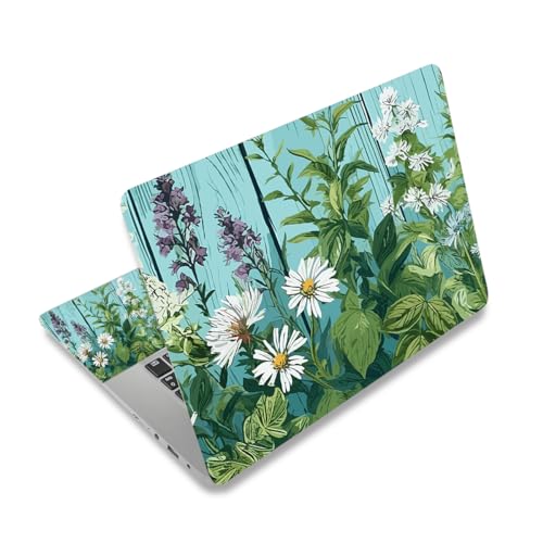 Image of Laptop Skin Sticker Decal, 12 inch 13 inch 13.3 inch 14 inch 15 inch 15.4 inch 15.6 inch Personalized Universal Vinyl Notebook Skin Sticker Cover Art Protector Decal, Green Plant Flowers