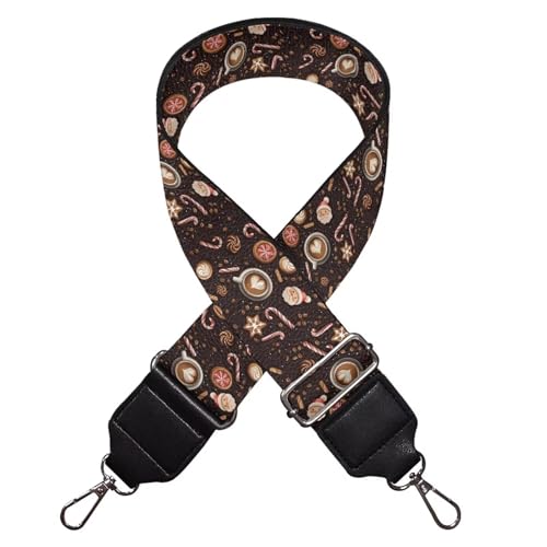 Image of Talayituse Coffee Candy Snowflake Print Shoulder Strap Wide Purse Bag Strap Christmas Decoration Adjustable Replacement Belt Luggage Crossbody Shoulder Bag Strap for Women Girls
