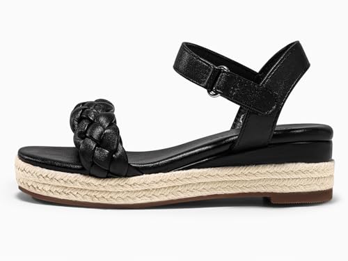 Image of Coutgo Girls Platform Sandals Espadrille Braid Open Toe Ankle Strap Wedge Sandals Summer Dress Shoes for Toddler /Little /Big Kids