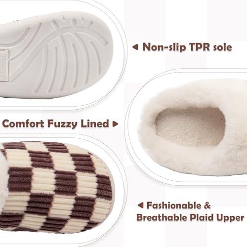 Image of Guyarns House Slippers for Women & Men - Fuzzy, Casual Indoor /Outdoor Shoes with Memory Foam & Faux Fur Lining