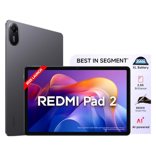 Redmi Pad 2 Wi-Fi, Active Pen Support, 27.94cm(11") Model, 2.5K Sharp & Clear Display, 8GB, 128GB, All Day & More 9000mAh Battery, AI-Enabled, Dolby Atmos, HyperOS 2, Graphite Grey