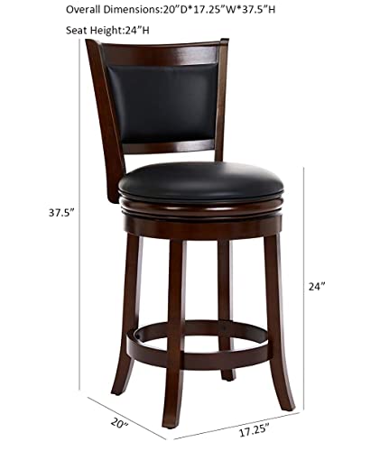 Ball & Cast Swivel Counter Height Barstool 24 Inch Seat Height Cappuccino Set Of 2 #TOP2