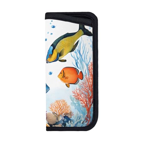 JAYWIS Colorfish in the sea Étui à lunettes souple et portable en néoprène imperméable pour les voyages et un usage quotidien, sac de rangement compact à fermeture éclair pour lunettes, lunettes de