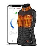 Women's Heated Vest with Battery Included - 4 Warming Zones, Bluetooth App Control, Outdoor Insulated Puffer (L, Black)