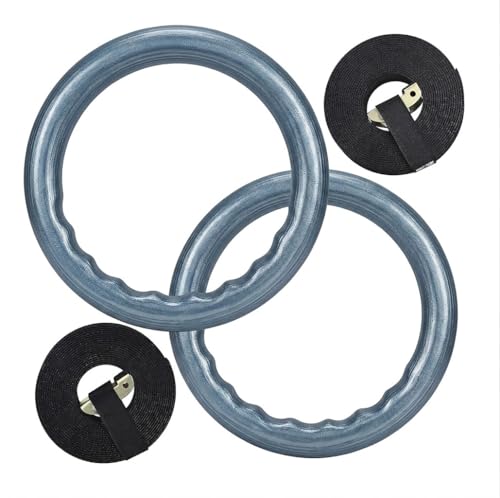 Image of Gymnastic ABS Rings with Heavy Duty Adjustable Strap Capacity with 14.5ft Adjustable Buckle Straps for Cross Fitness Functional Training for Home Gym Full Body Workout (Grey)
